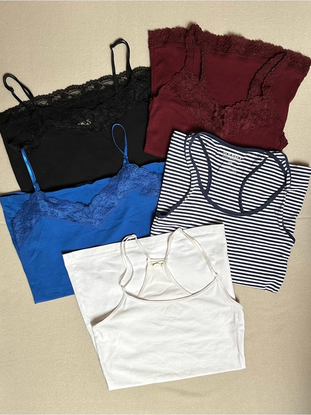 💜 5 for $12 variety pack of cotton blend tank tops/camisoles